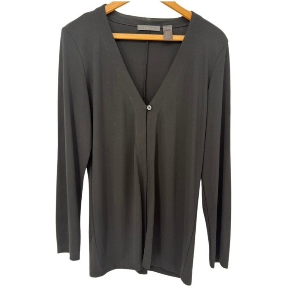Liz Claiborne One Button Black Cardigan Dressy Casual Neutral Layering Pc Sz MD